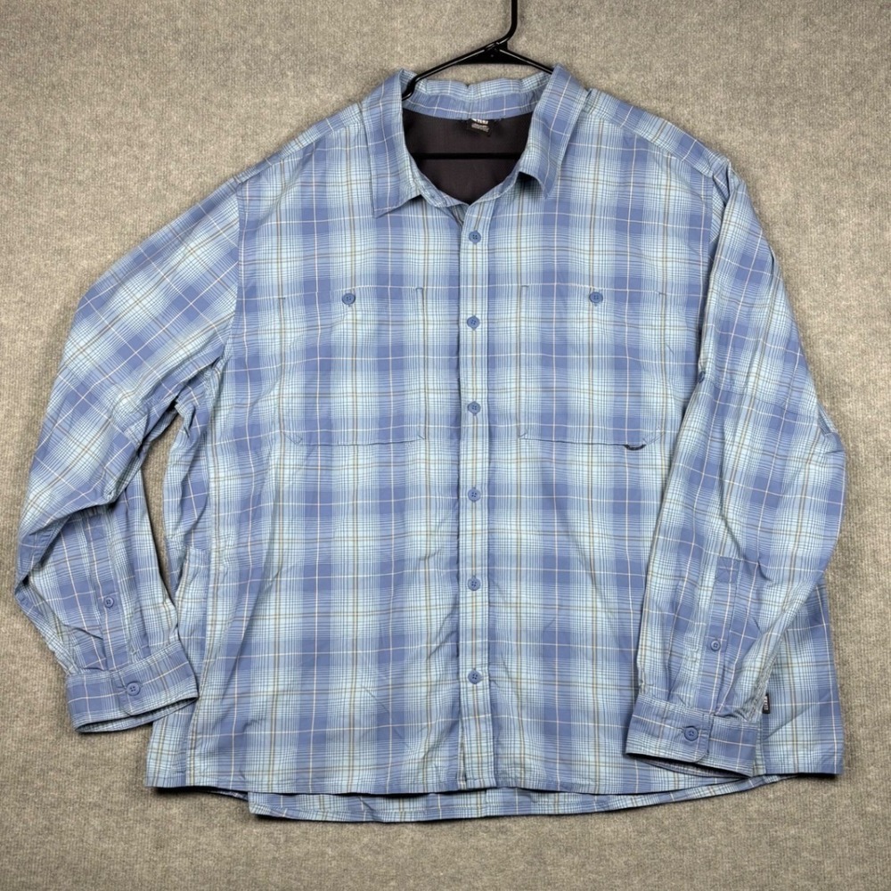 REI Co-op Plaid Vented Hiking Shirt Button Down 3XL Blue